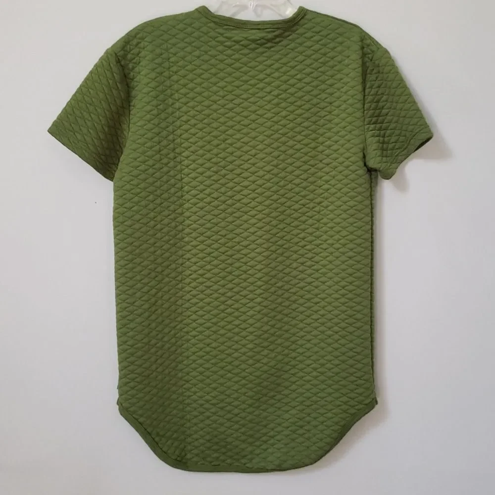 NWT H&W Shirt Mens sz XL Olive Diamond Quilted Short Sleeve Tee Henry & William